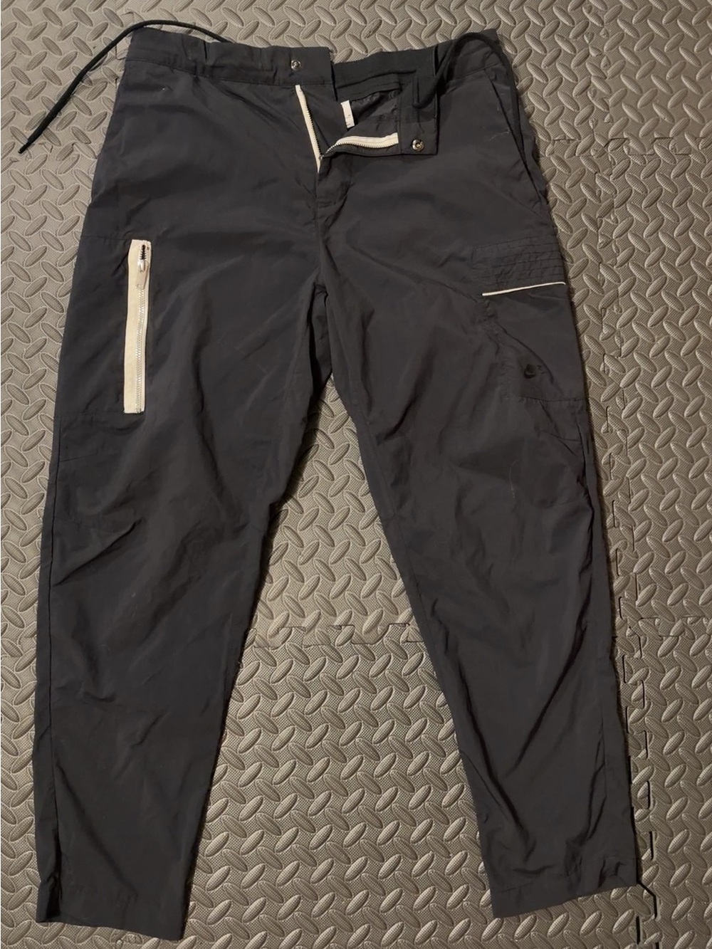 Nike Black Cargo Pants with Contrast White Zippers